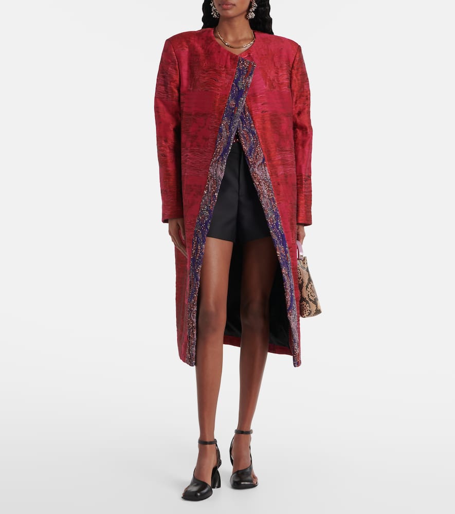 Cotton-blend jacquard coat