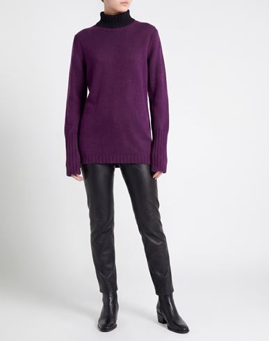 Woman Turtleneck Plum Size L Virgin Wool, Cashmere