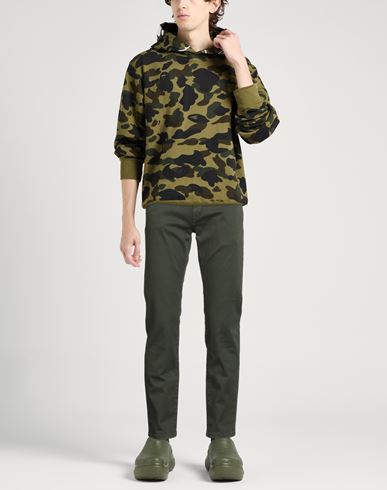 Man Pants Military green Size 32 Cotton, Elastane