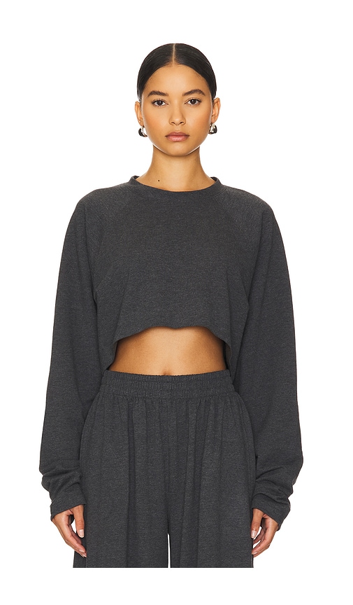 Norma Kamali Oversized Raglan Sleeve Cropped Top in Grey. -  XS also in L, M
