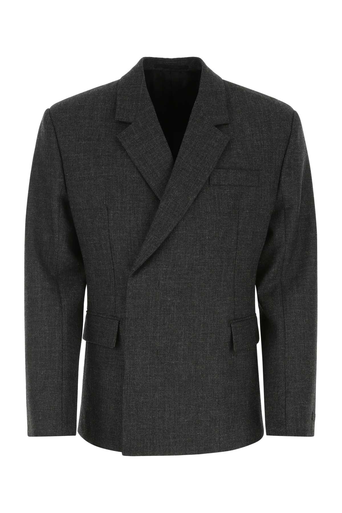 Virgin Wool Melange Blazer — Gray