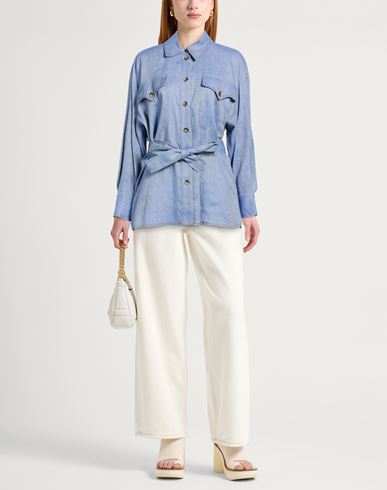 Woman Shirt Blue Size 4 Linen, Viscose