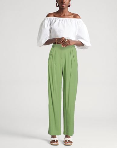 Woman Pants Light green Size M Viscose, Cotton, Linen