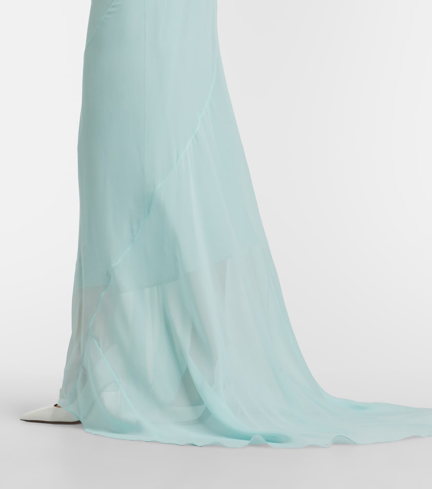 Draped sheer silk crêpe georgette gown