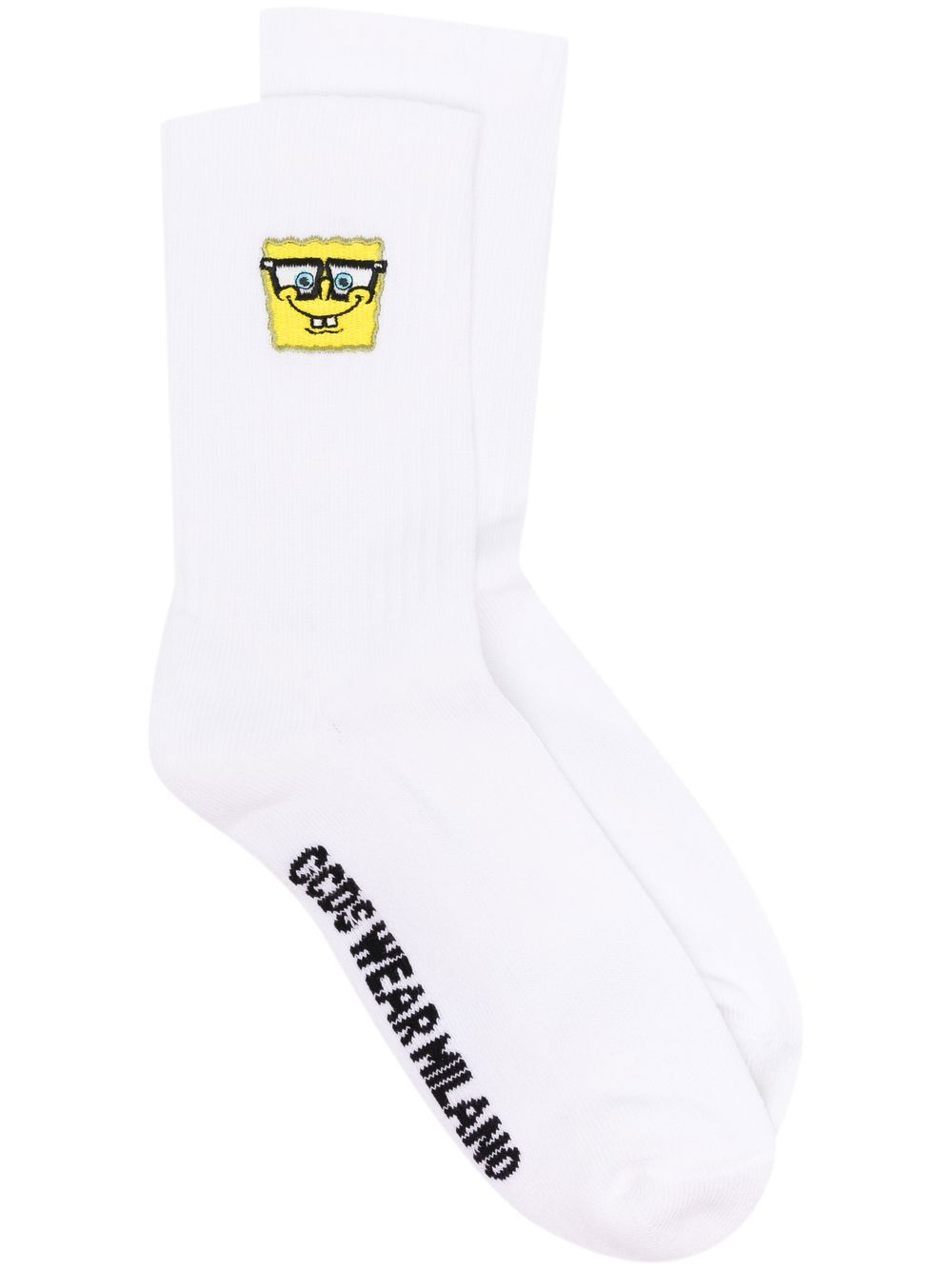 Embroidered cotton socks - White