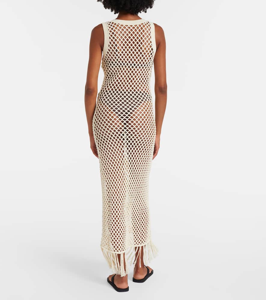 Ilaria fringed open-knit cotton maxi dress