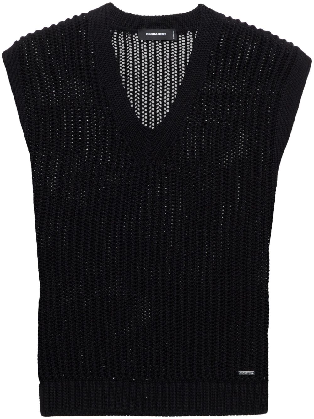 DSQUARED2 ディースクエアード2 カシミヤ 100% ニットベスト Dsquared2 | DSQUARED2 オープンニット ベスト - ブラック | Realry