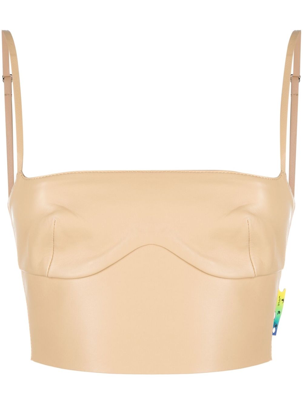 Cropped leather bustier top - Neutrals