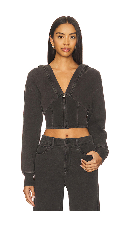 Good American Jeanius Zip Up Hoodie in Black430. M also in L, S, XL/1X, XS, XXXXL/4X