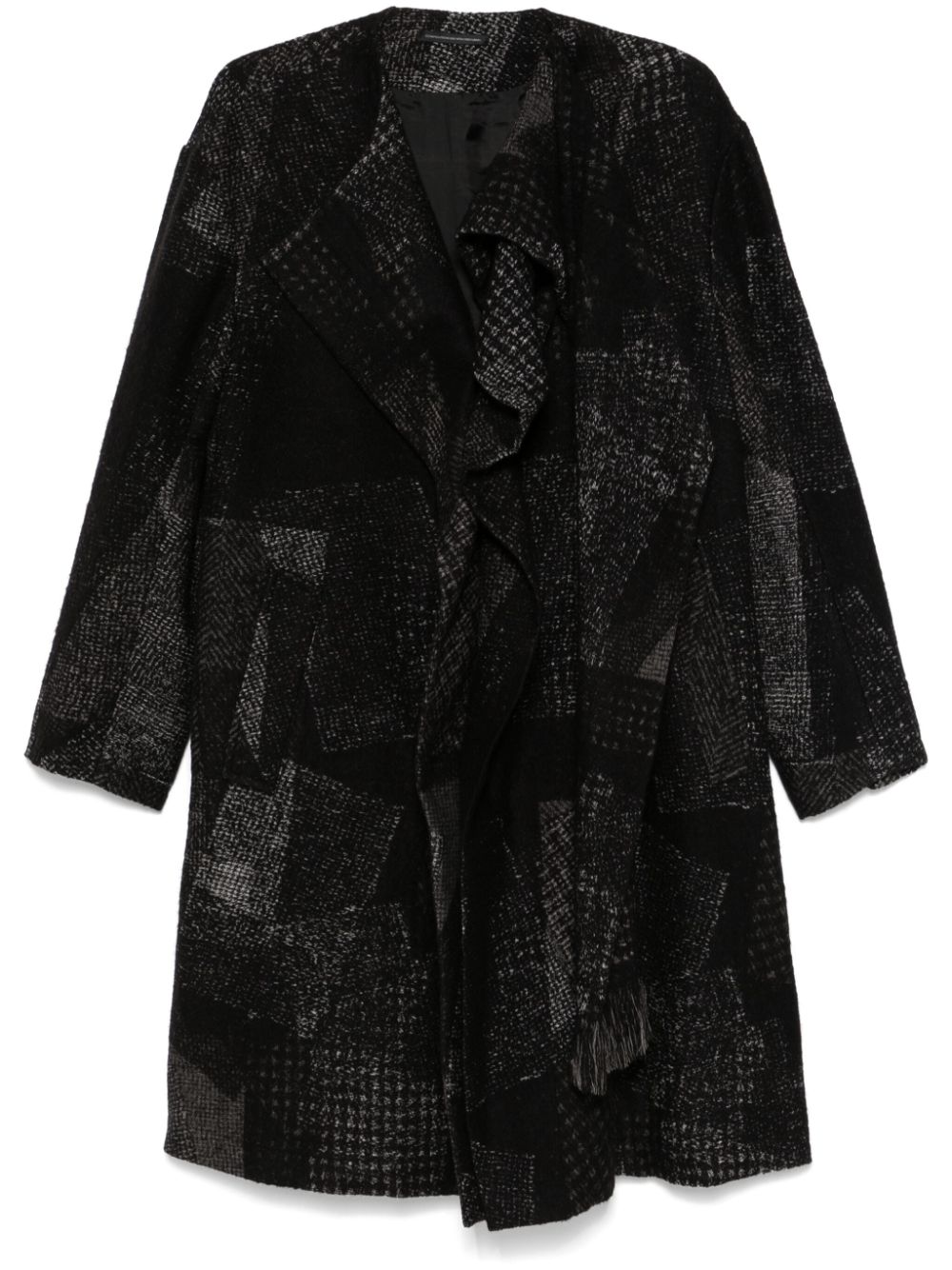 Patchwork-pattern coat - Black