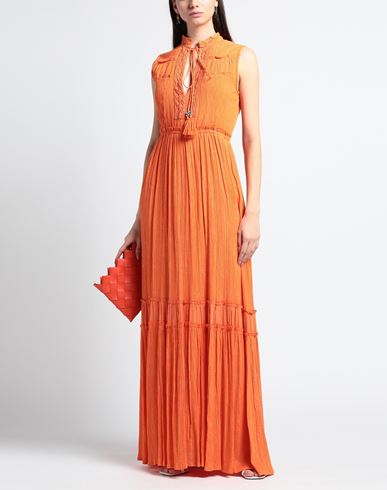 Woman Maxi dress Orange Size M Viscose, Lurex