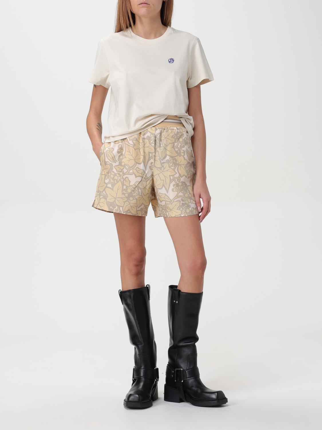 Botanical-print silk shorts - Neutrals