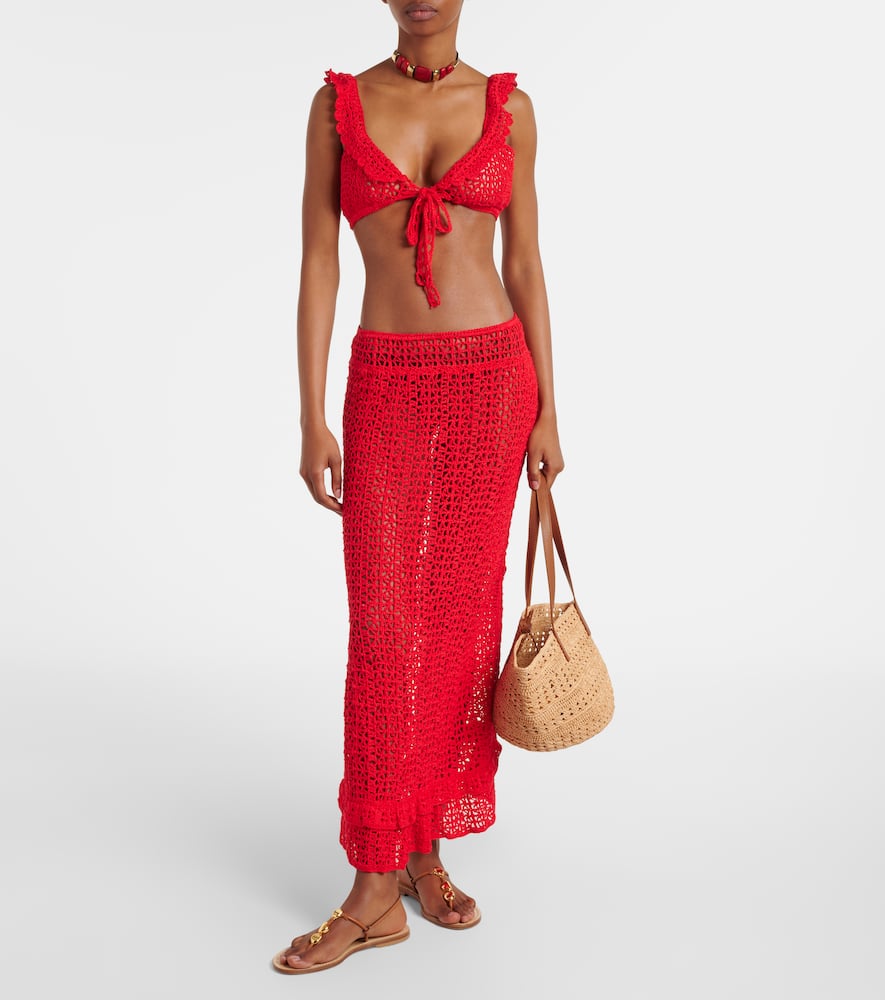 Rosette crochet cotton maxi skirt