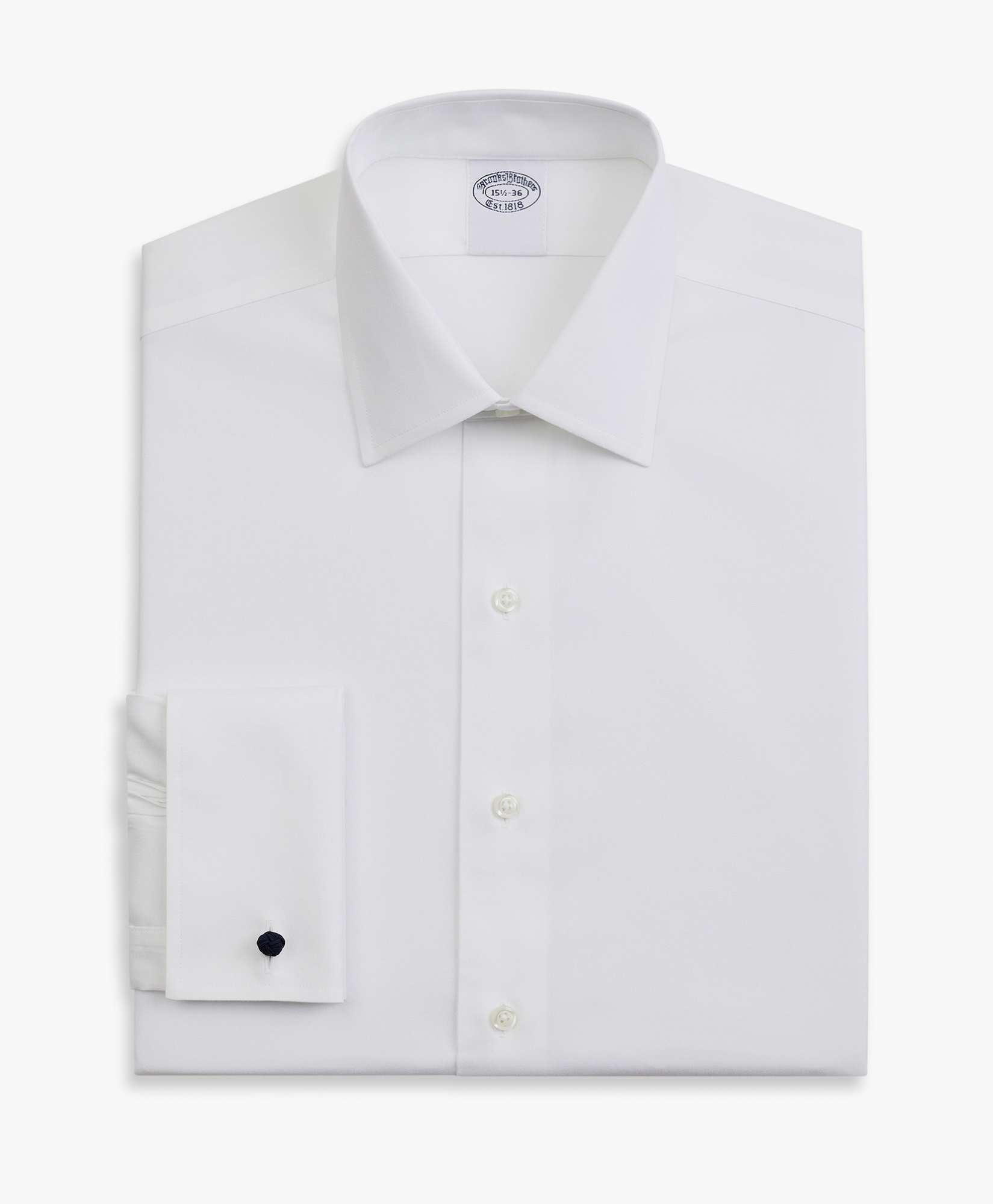 White Regular Fit Non-iron Stretch Cotton Dress Shirt With Ainsley Collar