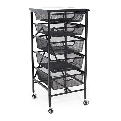 5-Drawer Cart with Wooden Top