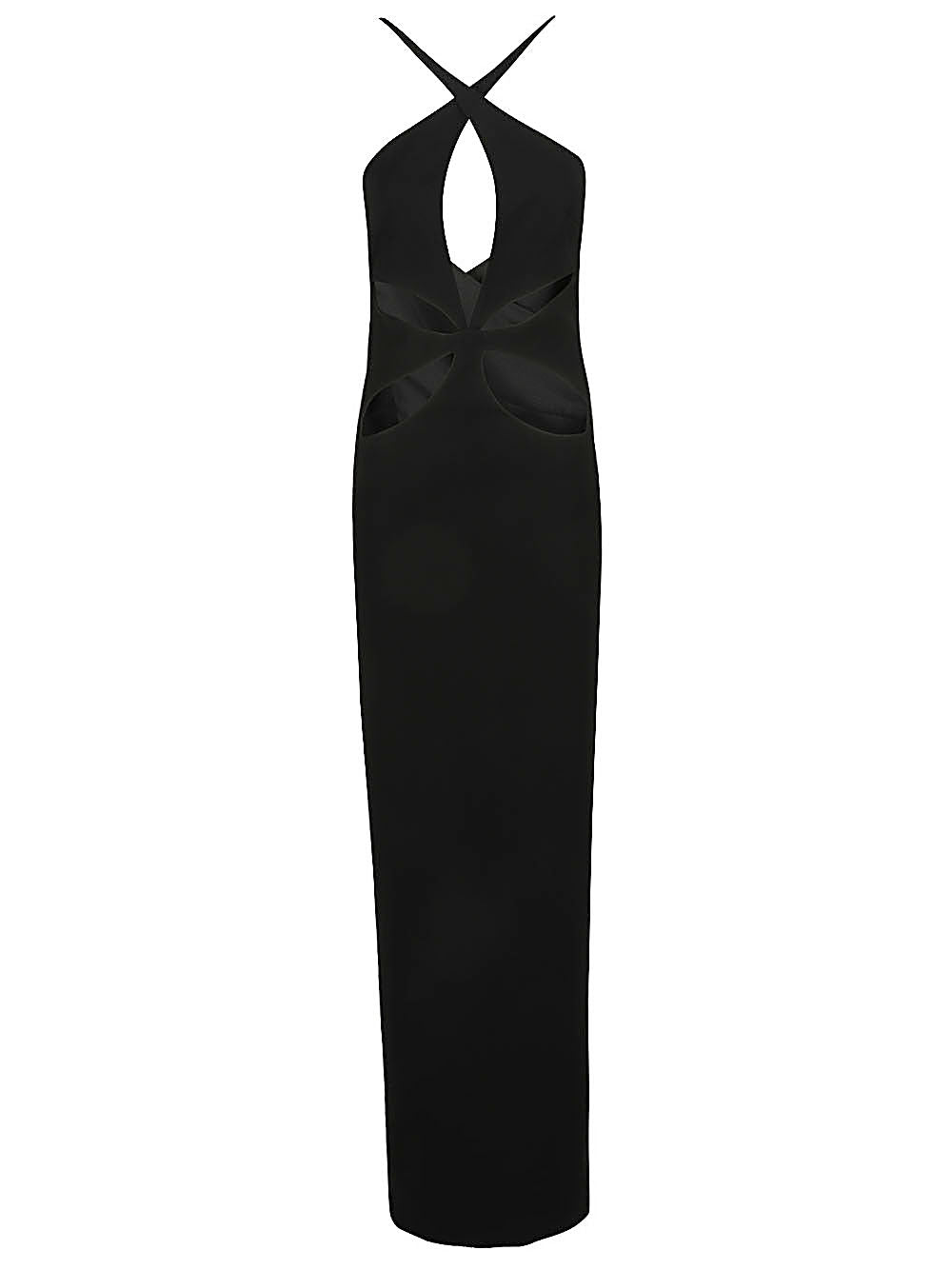 Cut-Out Silk Crepe Dress — Black