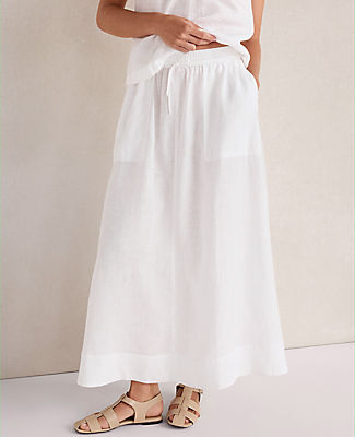 Ann Taylor Haven Well Within Linen Drawstring Midi Skirt