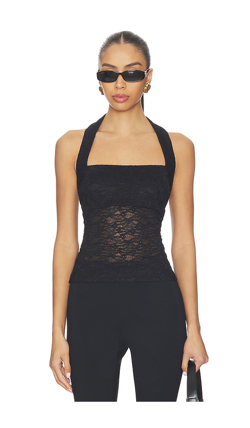 LIONESS Palisades Halter Top in Black. L. Also in XXS, XS, S