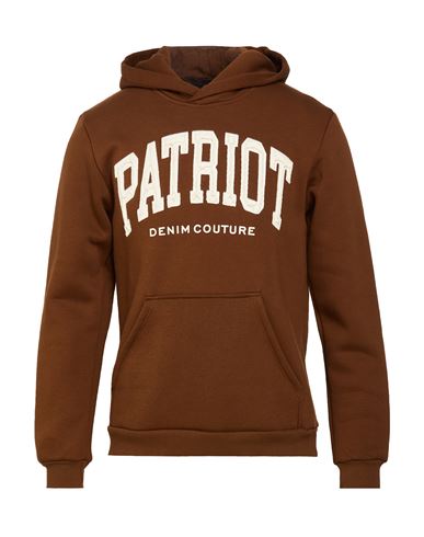 Patriòt Man Sweatshirt Brown Size M Cotton, Polyester