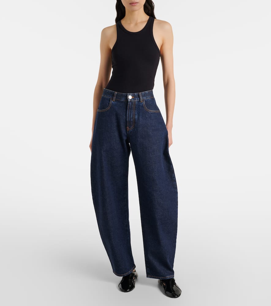 Alaïa Criss Cross leather-trimmed ballet flats