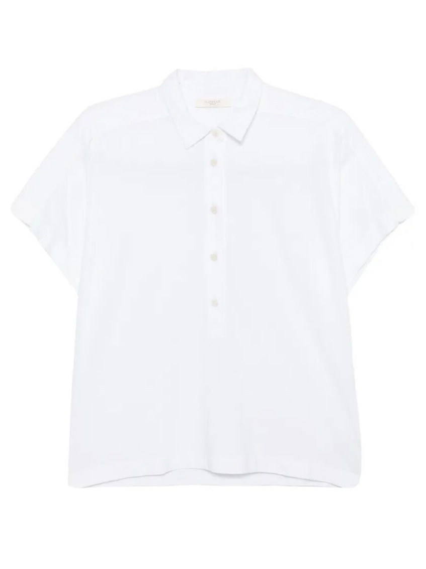 White Shirt Collar Cotton Polo