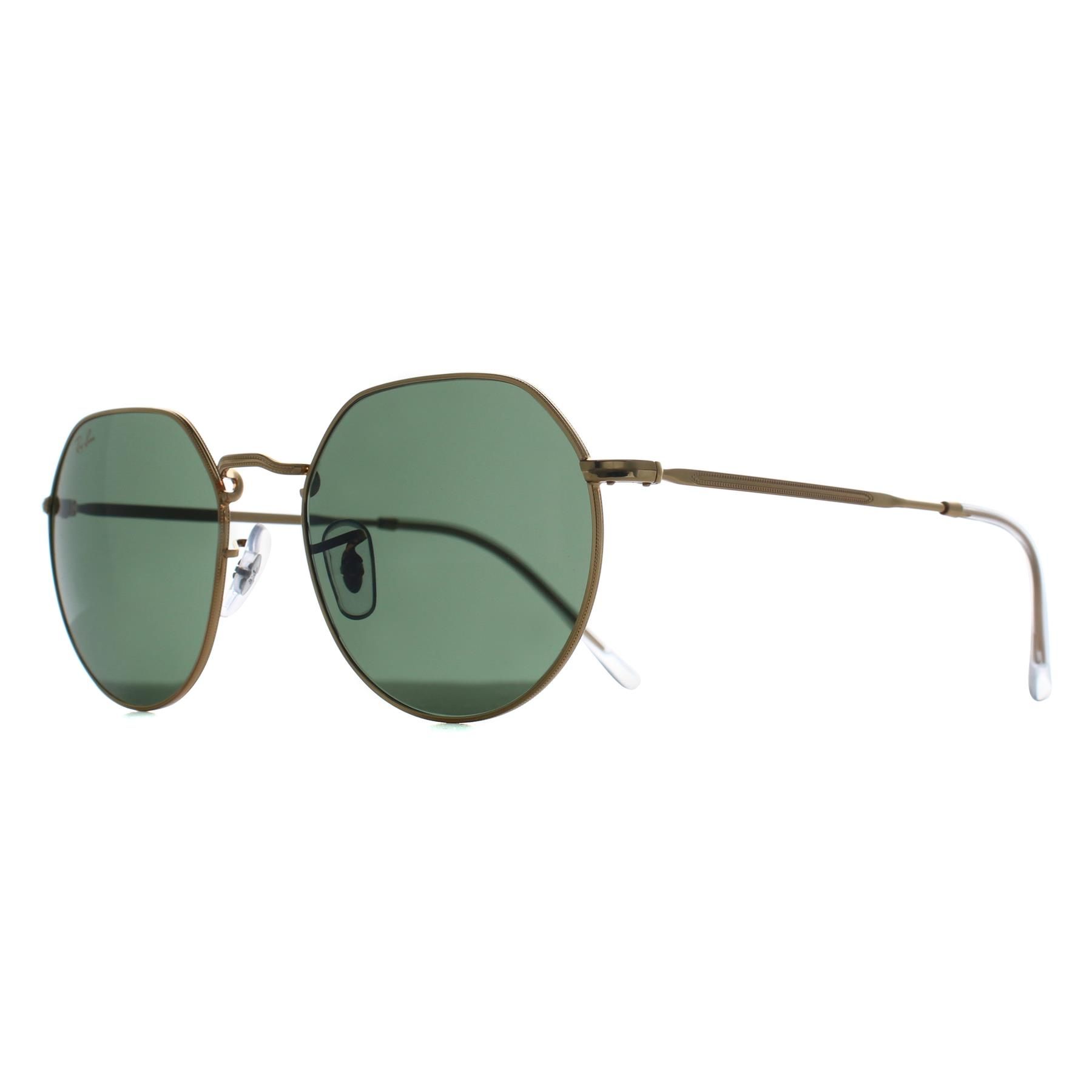 RAY-BAN Unisex Sunglasses RB3565 Jack  -  Frame color: Gold, Lens color: Green
