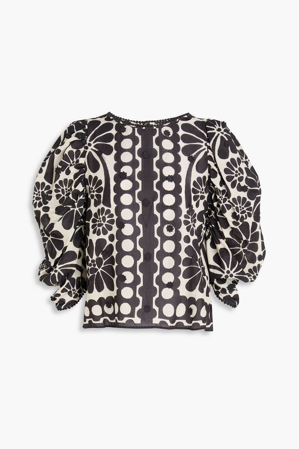 Printed cotton-gauze top - Black - S