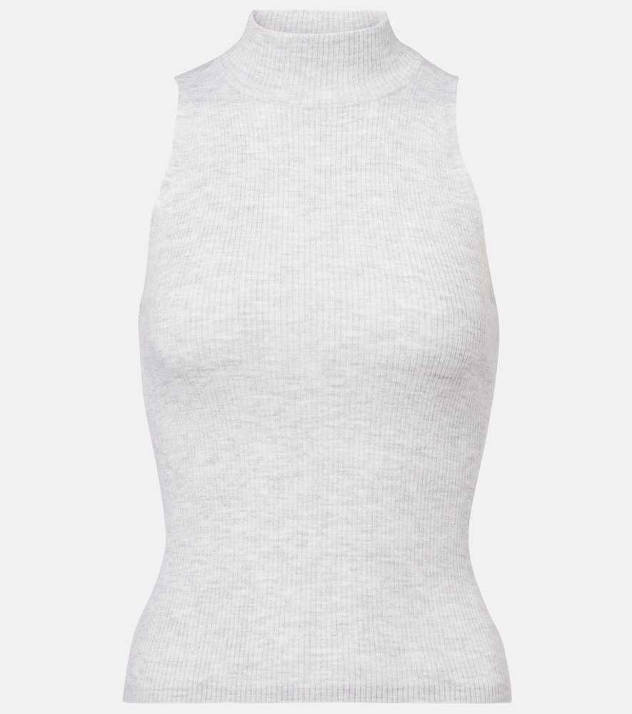 Ribbed-knit turtleneck top
