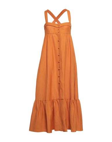 Woman Maxi dress Orange Size 10 Viscose, Linen