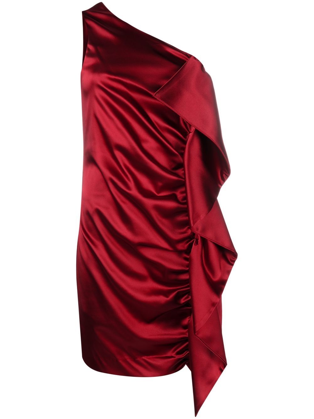 Gathered-detail one-shoulder minidress