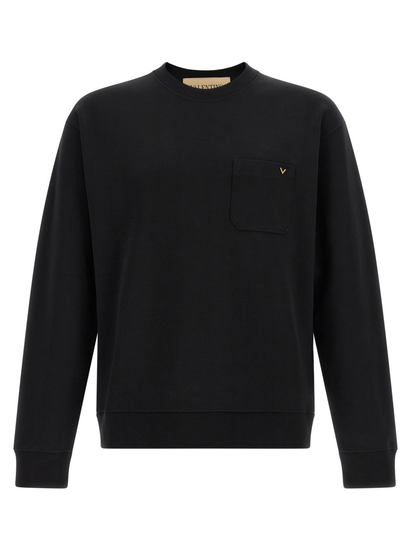Black Solid Crew Neck Sweatshirt