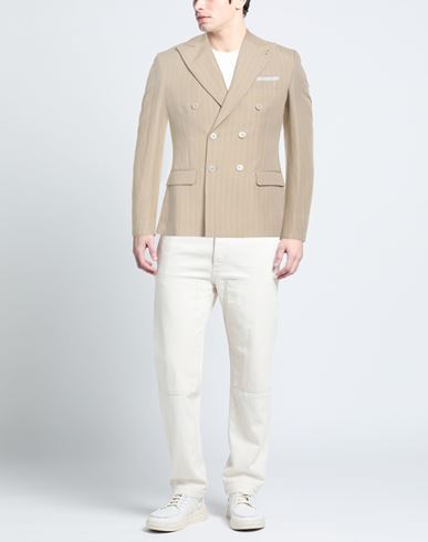 Man Blazer Beige Size 38 Linen, Viscose