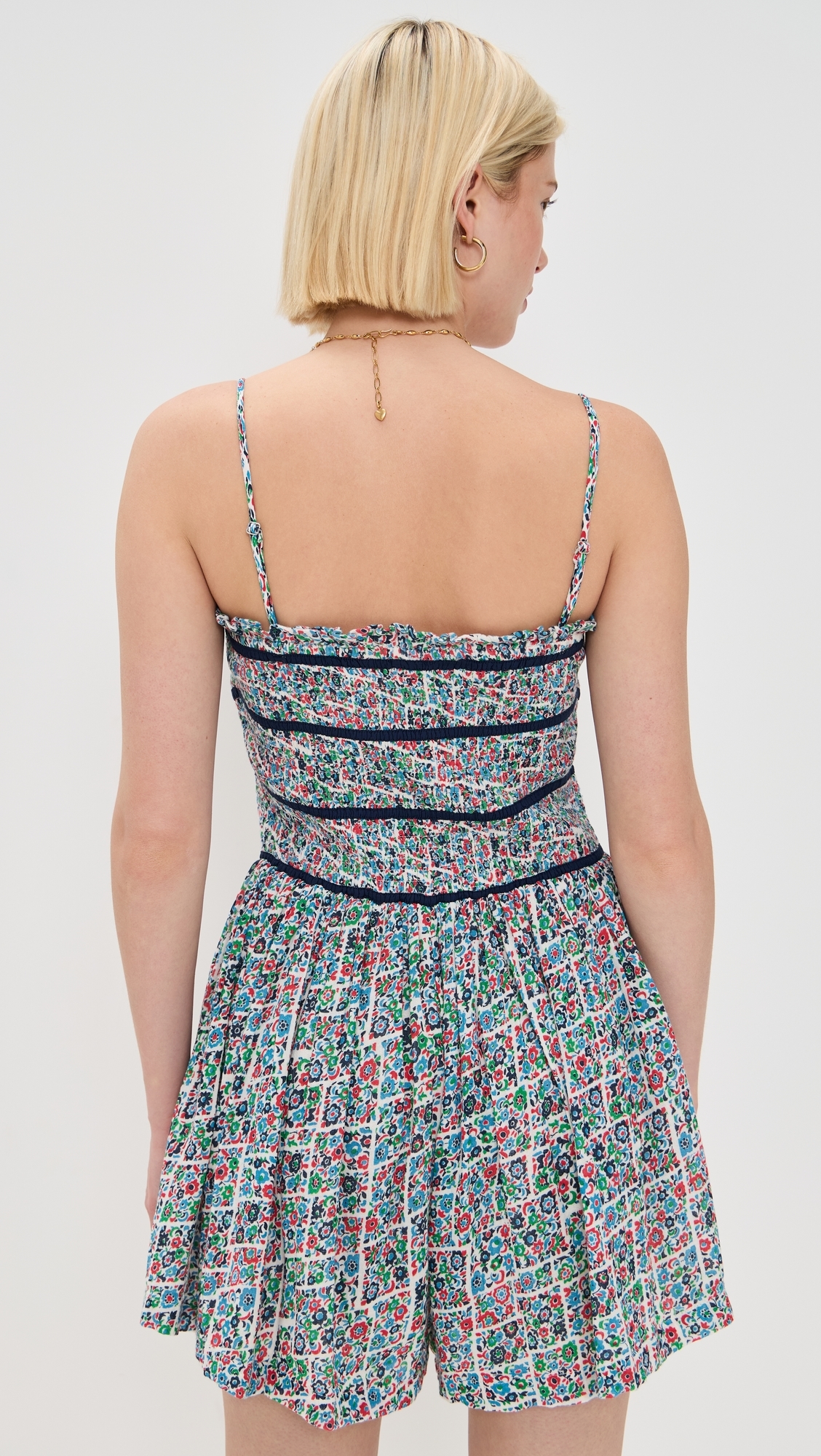 Free People Bali Checked Out Printed Romper Gardenia Combo
