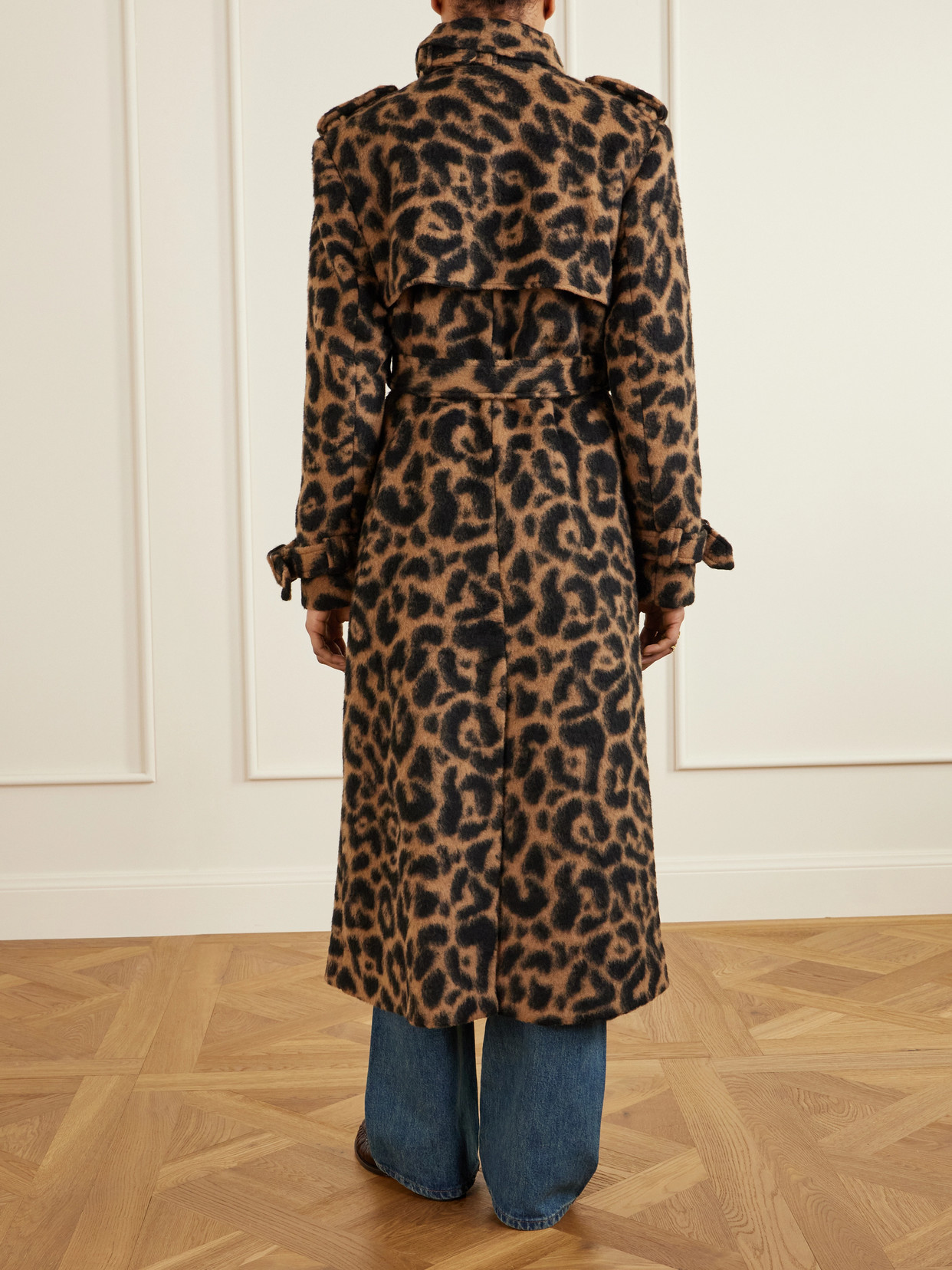 Rumi Belted Leopard-print Brushed-felt Coat - Animal print