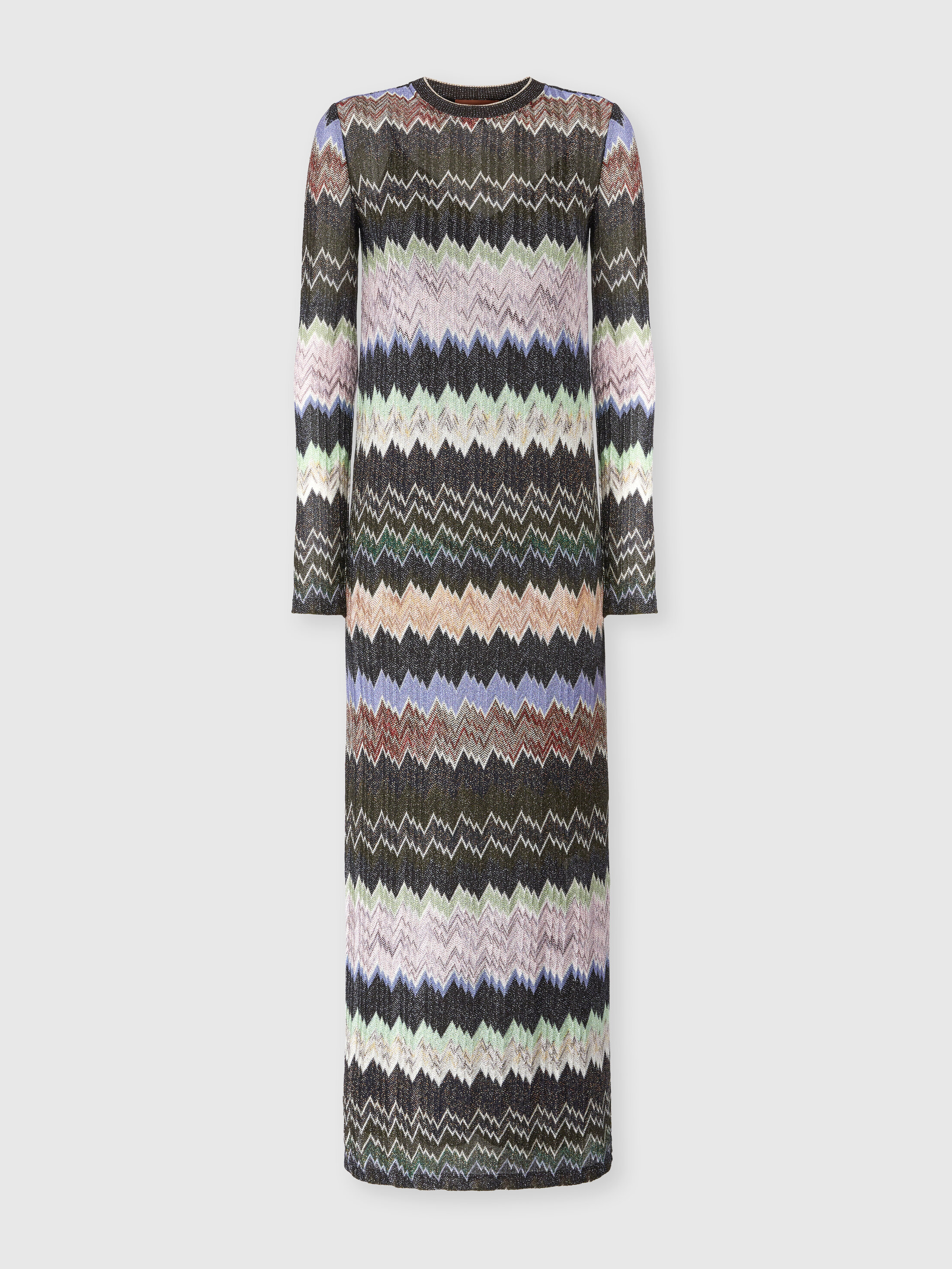 Missoni - Vestido largo de viscosa lamé con motivo serpiente, Mujer, Verde & Marròn