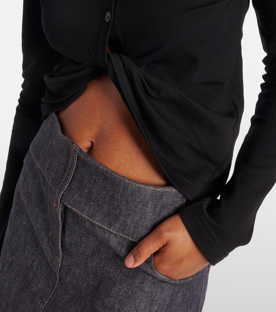 Courrèges Cropped cotton polo shirt
