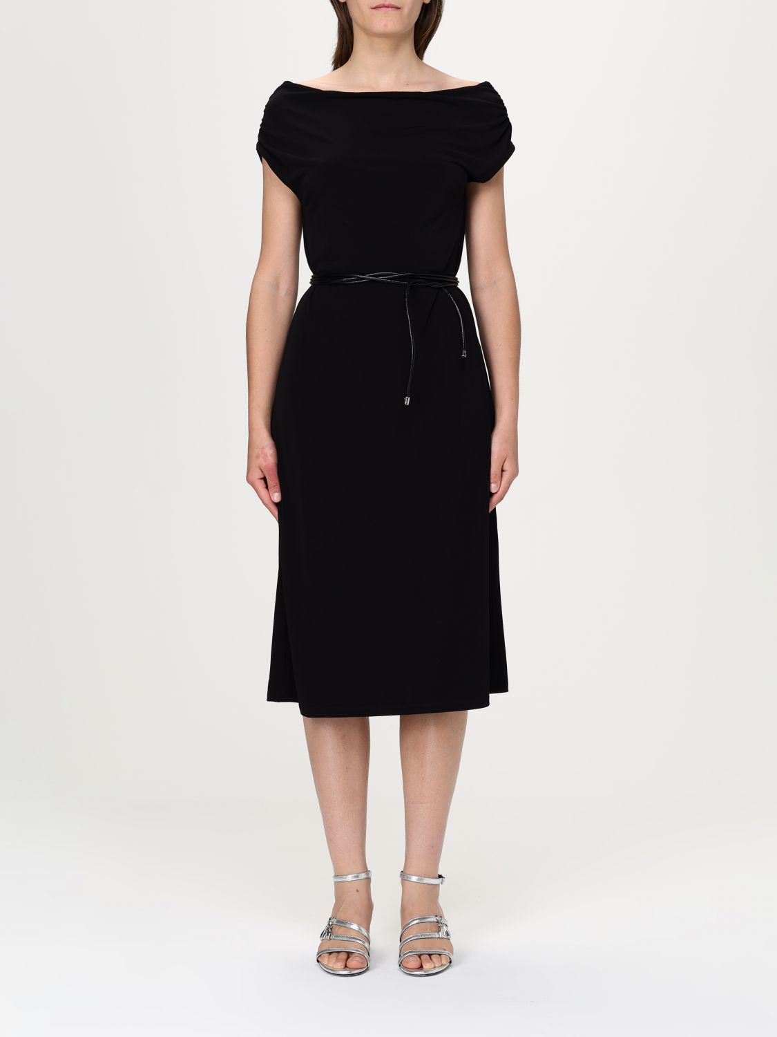 Belted midi dress - Black
