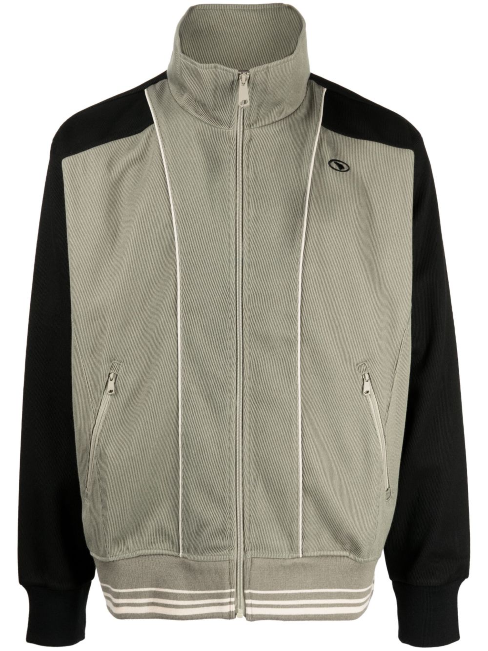 Logo-patch stand-up collar jacket - Green