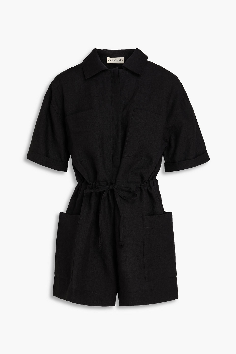 Juana linen playsuit - Black - L