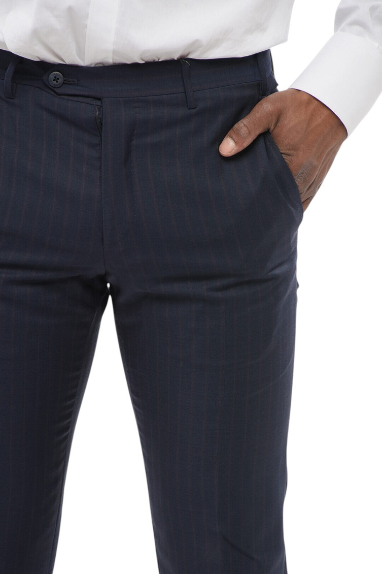 Blue Slim Stripes Trousers