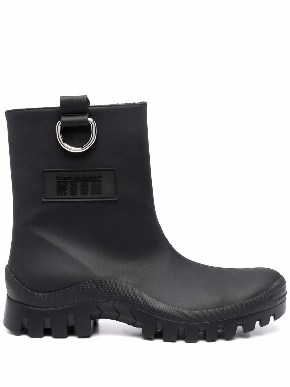 Round-toe ankle leather boot - Black
