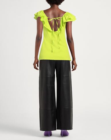 Woman Top Lime green Size M Cotton, Elastane