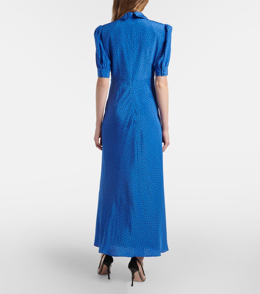 Polka-dot silk maxi dress