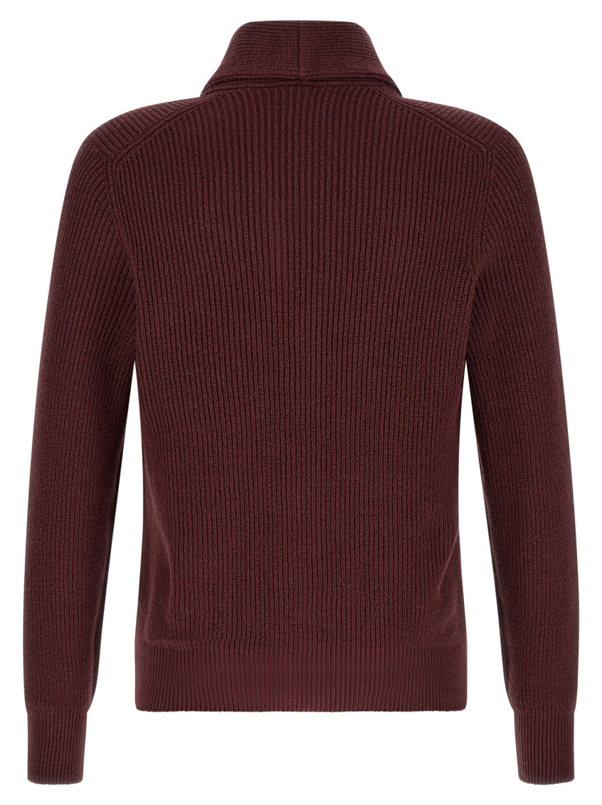 Brunello Cucinelli - cotton cardigan shawl collar ribbed pocket