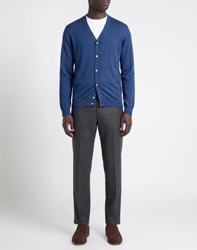 Man Cardigan Blue Size 38 Cotton