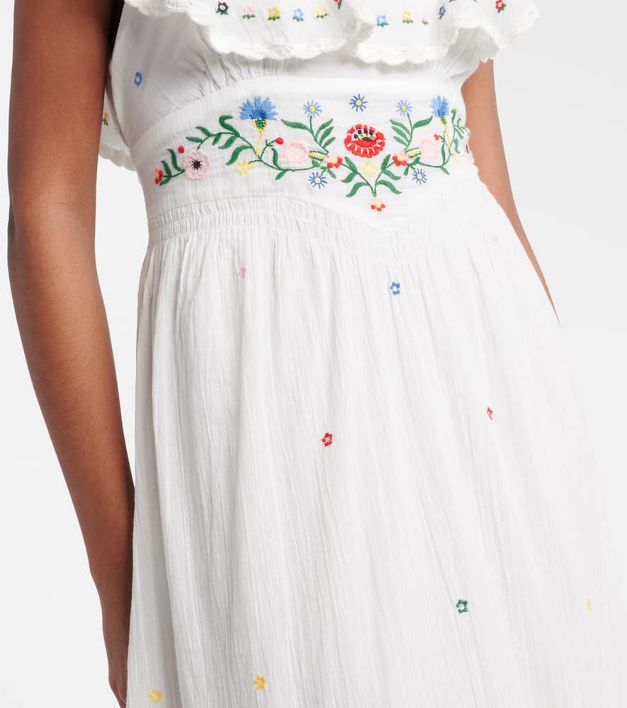 Ebony embroidered cotton midi dress