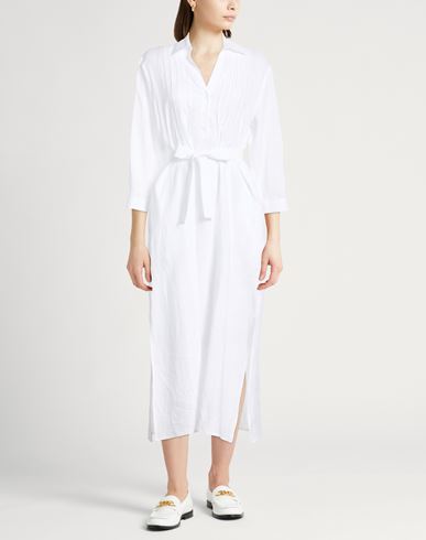 Woman Midi dress White Size 8 Linen