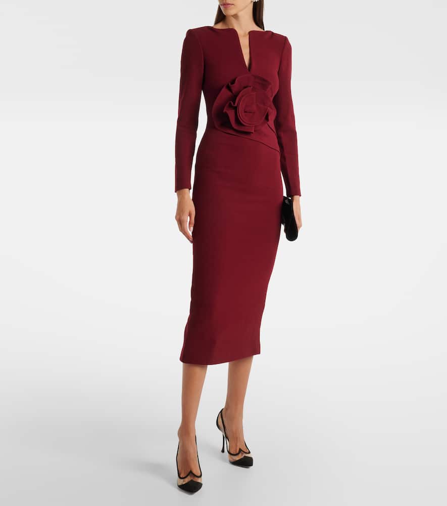 Roland Mouret Floral wool crêpe midi dress
