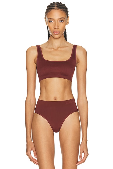 LDMA High Sculpt Ribbed Bra in Crimson - Burgundy. L also in XS
