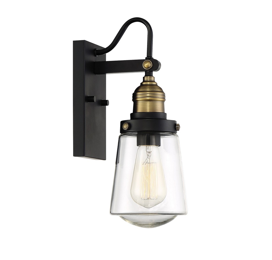 Savoy House Macauley 20.75" Outdoor Wall Lantern in Black/Warm Bras